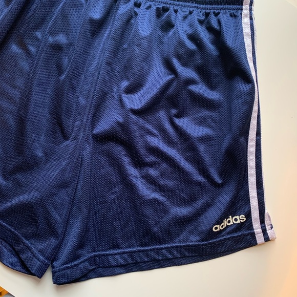 Mens Adidas Navy blue shorts. Polyester no inside brief. Mens large? 30” waist - Picture 3 of 5